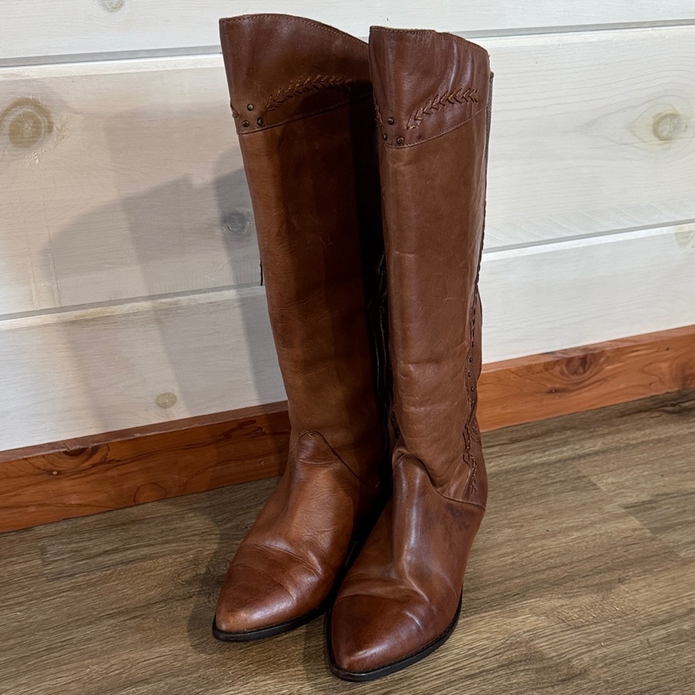 Margos Vintage Elegant Brown Leather Knee-High Boots size 6